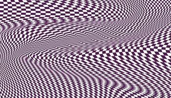 sfondo a scacchi distorto viola e bianco vettore