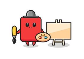 illustrazione della mascotte del cartellino rosso come pittore vettore