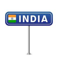segnale stradale dell'India. bandiera nazionale con il nome del paese vettore