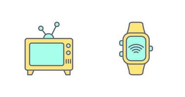 televisione e inteligente orologio icona vettore