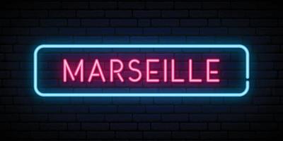 insegna al neon di Marsiglia. vettore