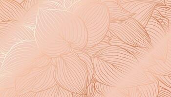 digitale vettore illustrazione - d'oro sventato hosta le foglie nel mano disegnato linea arte su calma corallo sfondo. lussuoso arte deco sfondo design per Stampa, manifesto, coperchio, striscione, tessuto, invito.