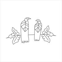 semplice vettore illustrazione linea scarabocchio Due uccello