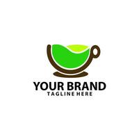 boccale caffè bevanda erbaceo logo design vettore