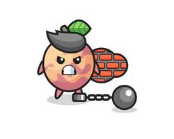 personaggio mascotte di pluot fruit come prigioniero vettore