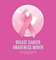 sfondo del nastro rosa del mese di consapevolezza del cancro al seno vettore