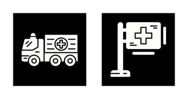 ambulanza e ospedale cartello icona vettore