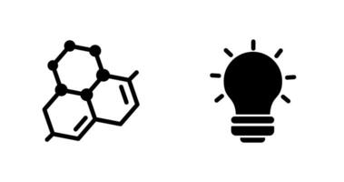 molecola e leggero lampadina icona vettore