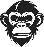 scolpito nel natura nero vettore scimmia logo scimpanzé maestà forza e intelligenza