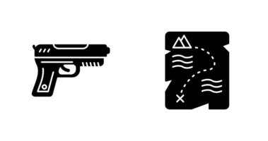 pistola e Tesoro icona vettore