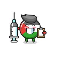 illustrazione della mascotte del distintivo della bandiera della Palestina come medico vettore