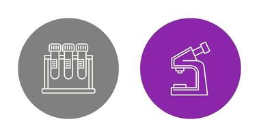 test tubo e microscopio icona vettore
