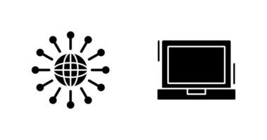 networking e il computer portatile icona vettore