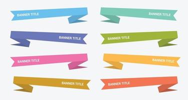 banner origami stile piatto collezione di set con vari colori vettore