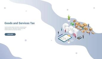 concetto di tassa sui servizi merci gst con team di persone e finanza vettore