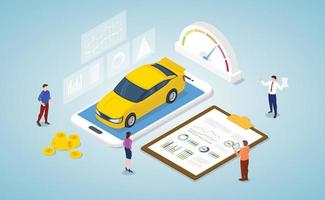 concetto di analisi del mercato automobilistico con alcuni dati grafici e grafici vettore