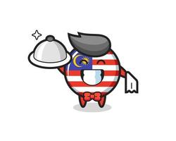 personaggio mascotte della bandiera della Malesia distintivo come camerieri vettore