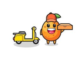 illustrazione del personaggio di kumquat come fattorino della pizza vettore