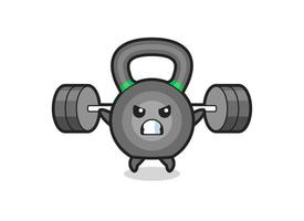 cartone animato mascotte kettlebell con bilanciere vettore