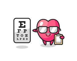 illustrazione della mascotte del simbolo del cuore come oftalmologia vettore
