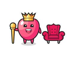 mascotte cartone animato del simbolo del cuore come un re vettore
