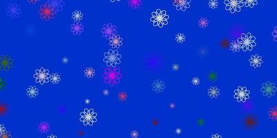 modello doodle vettoriale multicolore chiaro con fiori.