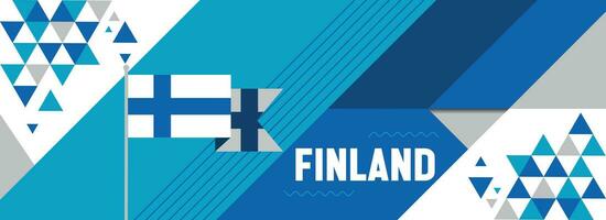 bandiera di Finlandia nazionale o indipendenza giorno design per nazione celebrazione. moderno retrò design con astratto geometrico icone. vettore illustrazione.