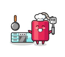 illustrazione del personaggio dinamite mentre uno chef sta cucinando vettore