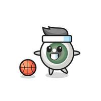 l'illustrazione del fumetto del bulbo oculare sta giocando a basket vettore