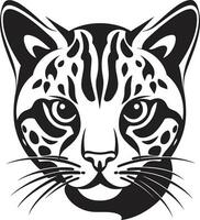 epico eleganza ocelot emblema profilo nel vettore elegante ricerca nero ocelot simbolo