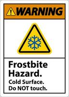 avvertimento cartello congelamento rischio, fare non toccare freddo superficie vettore