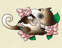 opossum tatuaggio giappone vettore