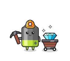 illustrazione del personaggio della batteria come un minatore vettore