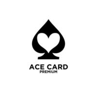 carta asso premium con design logo vettoriale nero icona cuore
