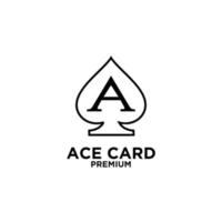 carta asso premium con lettera iniziale un logo vettoriale nero