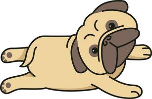 carino cartone animato carlino cane. vettore illustrazione su bianca sfondo.