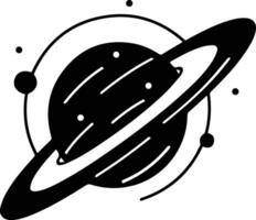 pianeta con anelli logo nel piatto linea arte stile vettore
