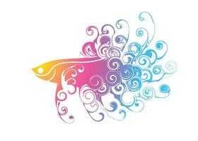bellissimo astratto colorato parete decorazione sfondo betta pesce metà Luna Multi colore cupang vettore