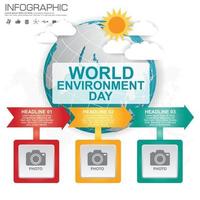 globo terrestre con infografica. concetto di giornata mondiale dell'ambiente. vettore