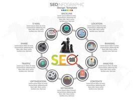 concetto di marketing digitale seo con icone. vettore