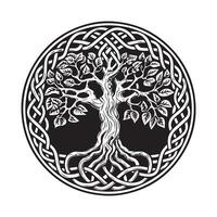 celtico albero di vita decorativo vettore ornamento, tatuaggio schizzo. grunge vettore illustrazione di il scandinavo miti con celtico cultura.