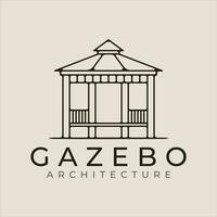 gazebo linea arte logo vettore illustrazione modello design.