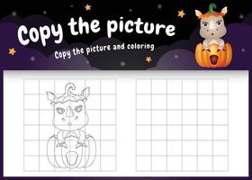copia l'immagine del gioco per bambini e la pagina da colorare con un simpatico rinoceronte vettore