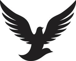 nero colomba vettore logo con testo e attraversare un' simbolo di fede e speranza nero colomba vettore logo con testo e stelle un' simbolo di ambizione e realizzazione