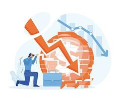 finanziario crisi e globale economico i soldi problema, fallimento non pagato prestito debito, investimento fallimento. piatto vettore moderno illustrazione