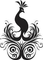 calamaio fantasticheria vettore pavone icona design maestoso maestà nero pavone emblema profilo