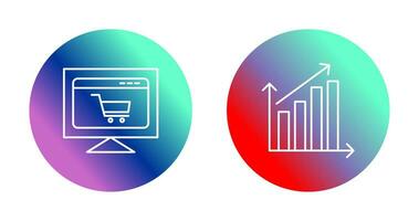 e-commerce sito web e crescente statistica icona vettore