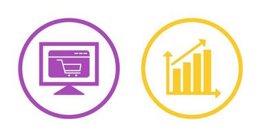 e-commerce sito web e crescente statistica icona vettore