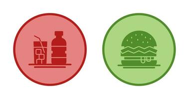 minerale acqua e Hamburger icona vettore