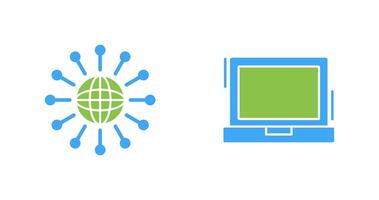 networking e il computer portatile icona vettore